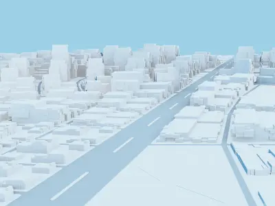 City network concept downtown Low-poly  Free low-poly 3D model