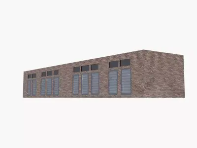 Warehouse brick building Low-poly 3D model