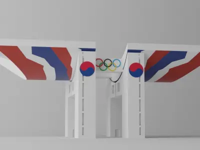 Cartoon Seoul Olympic Park Landmark Korea Low-poly 3D model