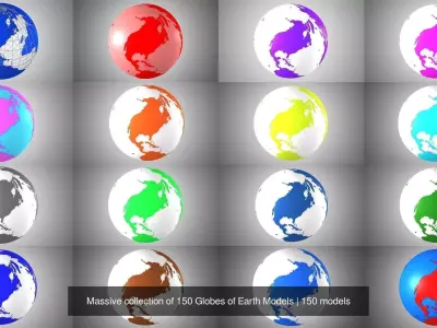 Massive collection of 150 Globes of Earth Models 3D Model Pack