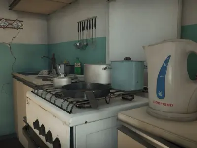 Post Soviet Kitchen  - UE5 Low-poly 3D model