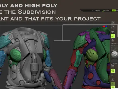 27 Female Scifi Suits KitBash with Uvs Plus ZTL  LP HP 3D model