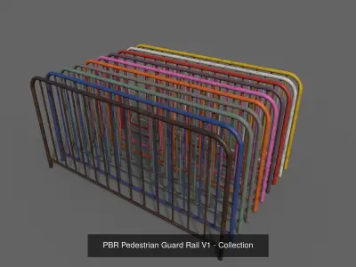 PBR Pedestrian Guard Rail Clean-Rusty 3D Model Pack