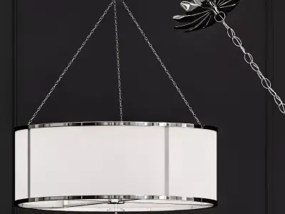 Crystorama Broche 6 Light Antique Silver Chandelier 3D model