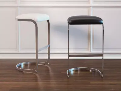 Chrome Cantilevered Bar Stool 3D model