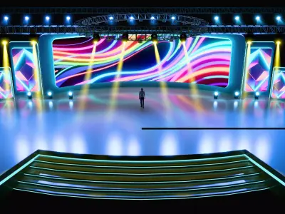 Modern Event Stage 3D Model Perfect for  Virtual Productions 3D model