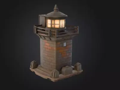Pixel Lighthouse Low-poly 3D model