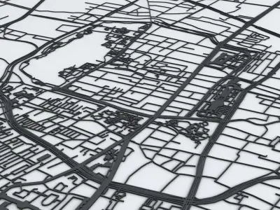 Jinan Road Network and Streets 3D model