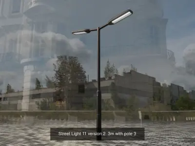 Street Light 11 with pole 3 3D Model Pack