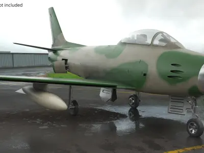  Single Seat Jet Fighter Camouflage Green with Interior 