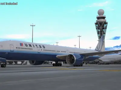  Boeing 777 United Airlines Rigged for Cinema 4D 