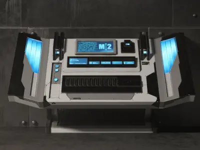 Sci Fi Control Panel Table L Low-poly 3D model