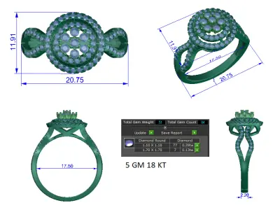 Women Ring  Render 3dm STL OBJ FBX Details 3D print model 349