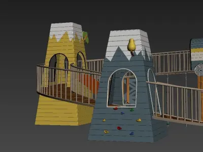 Large children amusement equipment train plank road theme play 3D model