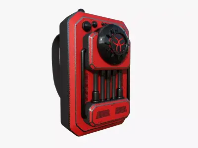 SciFi Backpack I09 Red - Fashion Character Design Low-poly 3D model