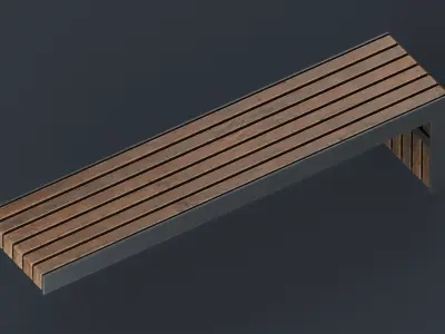 Modern Outdoor Bench 15 PBR Game Ready Low-poly 3D model