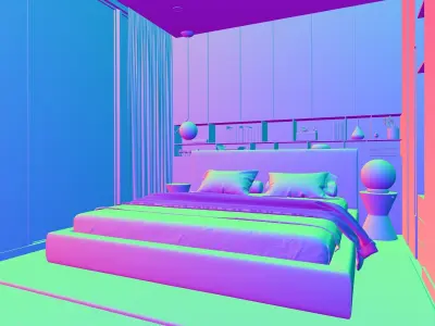 Bedroom Modern With Wood Floors And Window 3D Model 3D model