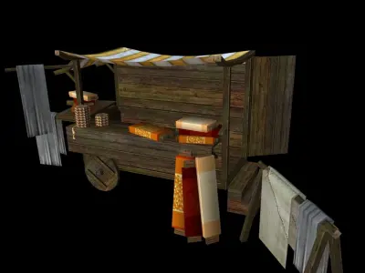 Medieval Cloth Shop Low-poly 3D model