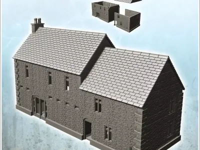 Manor house of la Fiere Sainte-Mere-Eglise Normandy - Modern WW2 3D print model