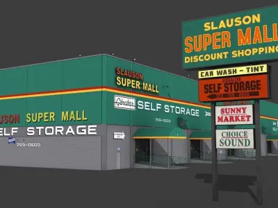 Slauson Super Mall Building Low-poly 3D model