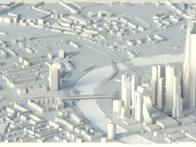 Moscow City Downtown Low-poly 3D model