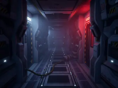Sci-Fi Modular Corridor - 11 Assets Pack Low-poly 3D model