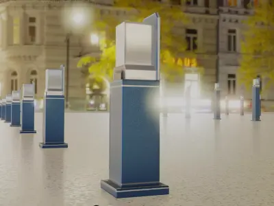 Street Light 8 Bollard 500 mm Futuristic Blue Version 2 Low-poly 3D model