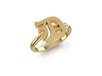 - Old English font ring D 3D print model