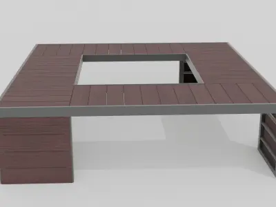 Outdoor Wooden Bench 20 Low-poly 3D model