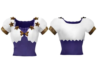 Blue Purple White Teal Tones Fantasy Outfit Low-poly 3D model