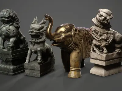 Chinese ancient statues  3D Model Pack