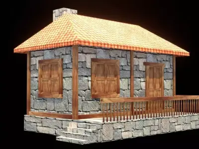medieval house low poly village town residential game ready 15 Low-poly 3D model