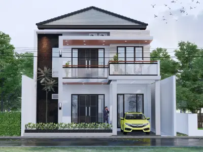 Architecture Minimalist Modern 2 Floor House full Interior  3D model