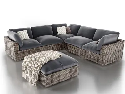Sofa wicker outdoor 3D model