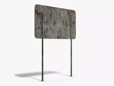 Damaged Street Info Sign Low-poly 3D model