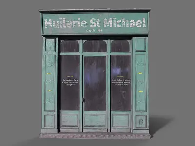  Parisian vintage storefront Low-poly 3D model