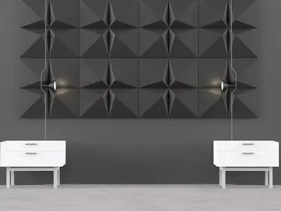 Headboard room with wall and furniture 3D model