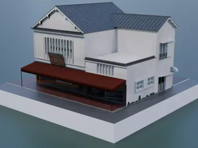 Traditional Japanese Sweets Shop with Residence 3D model