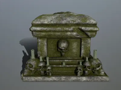tomb 1 with skulls on top Low-poly 3D model