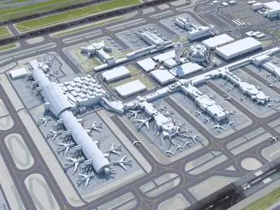Los Angeles Airport 8km Low-poly 3D model