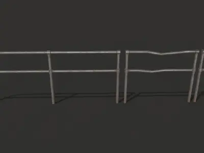 Fence Metal set Game-Ready Low-poly 3D model