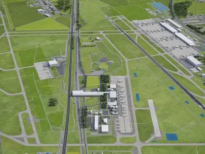 Leipzig - Halle Airport Low-poly 3D model