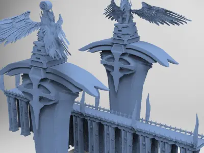 League of legends Inspired Sword Bridge Statues 3 3D model