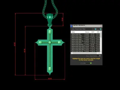 High Cross Pendant Light Gold 18K 4CP086 3D print model