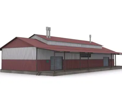 Warehouse house Low-poly 3D model