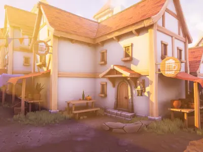 Modular Medieval Town Low-poly 3D model purchase