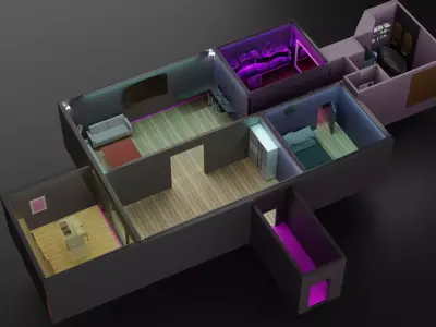 Full house  Low-poly 3D model