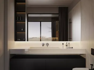 bedroom and bathroom 3D model buy