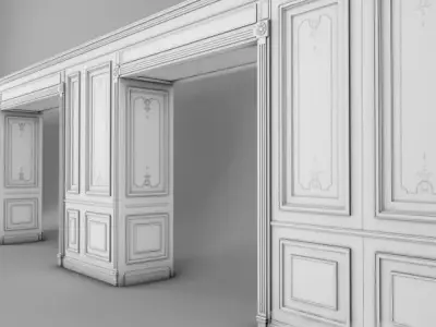 3d modle hallway with walls and doors Low-poly 3D model