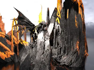 Gorgoroth Temple Fortress With balrog 3D model